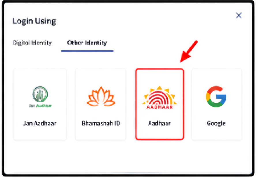 Select Aadhaar Login Option